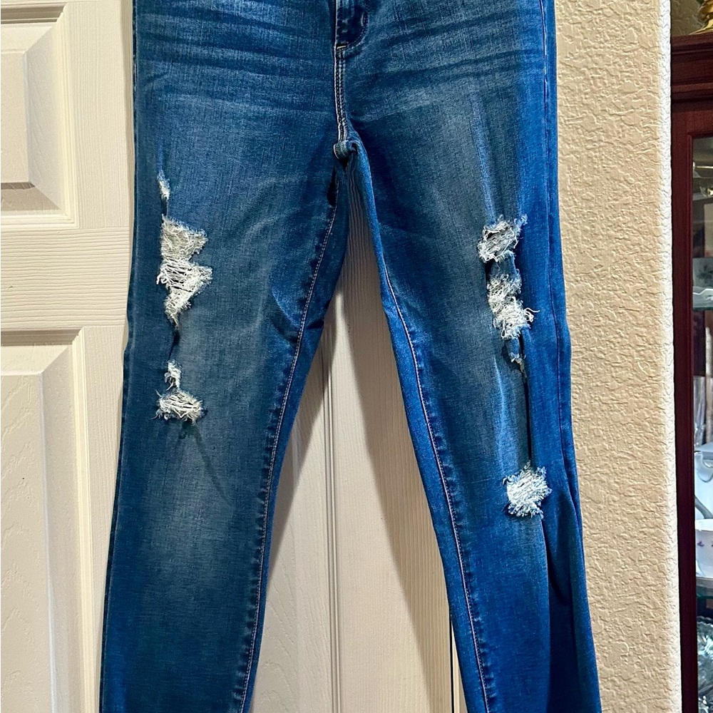 Distressed Blue Jeans
